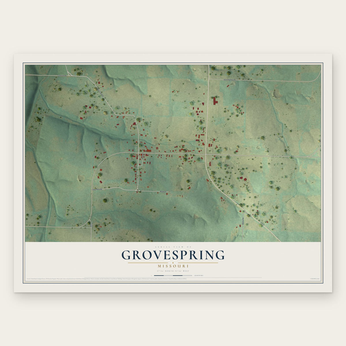 Grovespring, Missouri map print, the full design