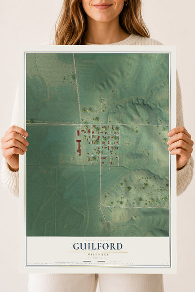 Map of Guilford, Missouri, 18 x 24 inch unframed archival matte print