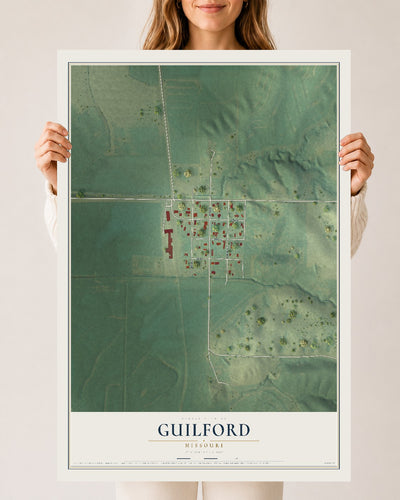 Map of Guilford, Missouri, 24 x 36 inch unframed archival matte print