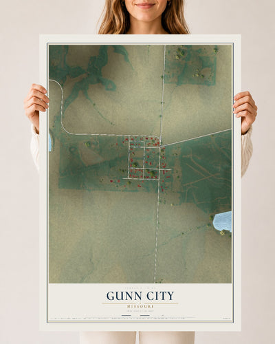Map of Gunn City, Missouri, 24 x 36 inch unframed archival matte print