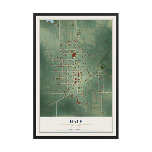 Map of Hale, Missouri, 12 x 18 inch print in a black wood frame