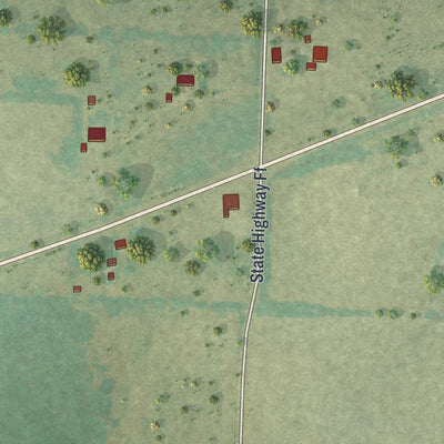 Close-up of the map of Halfway, Missouri print showing street and building detail