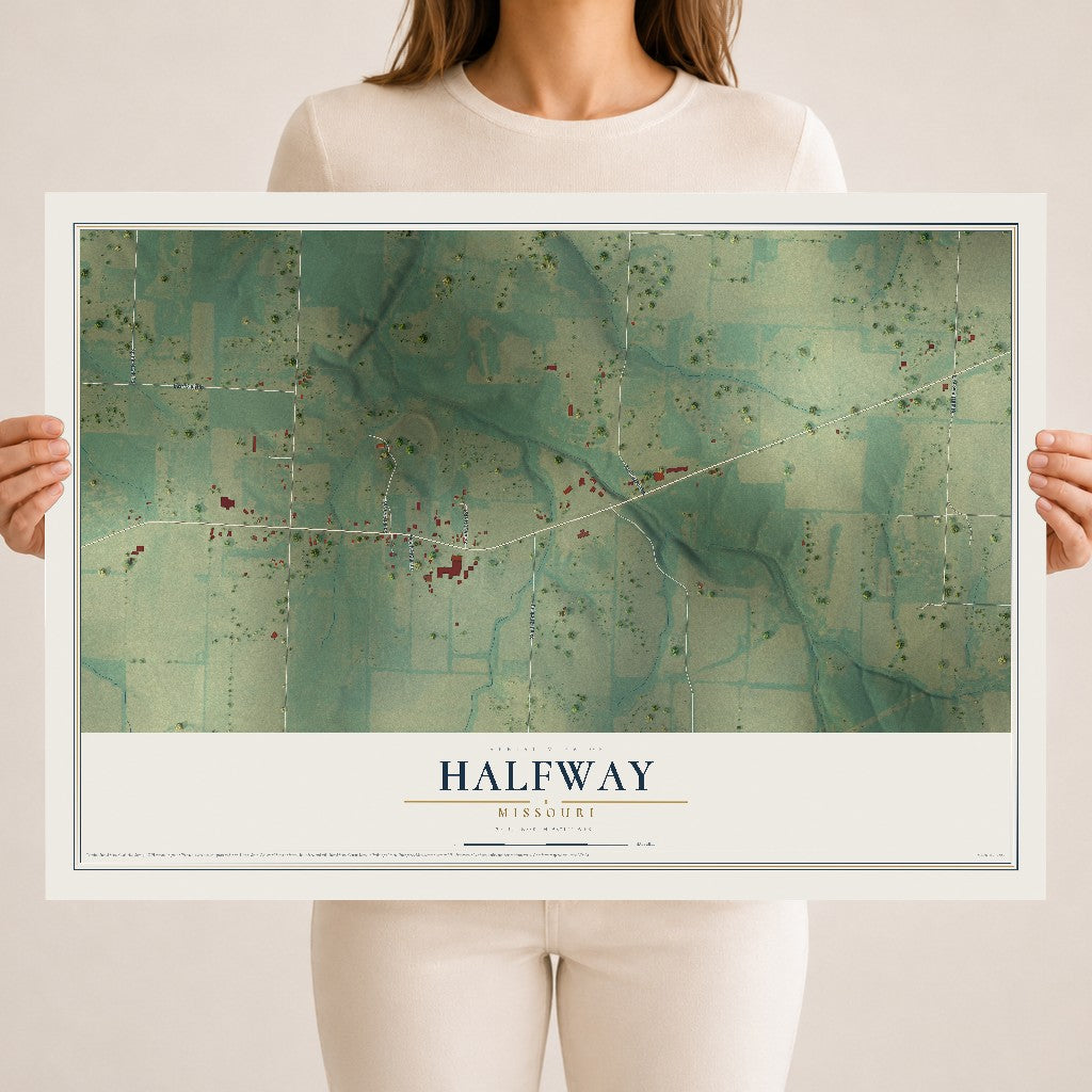 Map of Halfway, Missouri, 18 x 24 inch unframed archival matte print