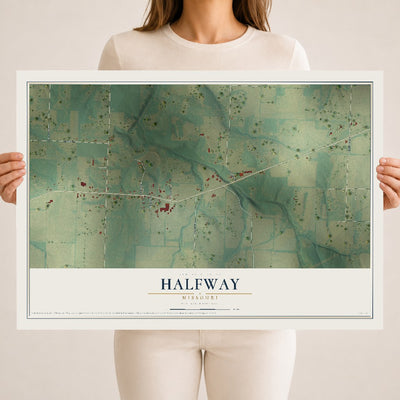 Map of Halfway, Missouri, 18 x 24 inch unframed archival matte print