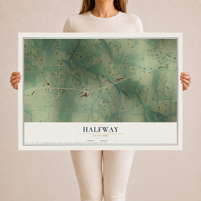 Map of Halfway, Missouri, 24 x 36 inch unframed archival matte print