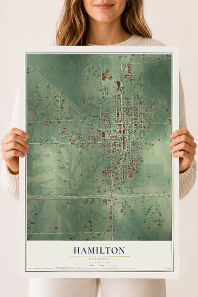 Map of Hamilton, Missouri, 18 x 24 inch unframed archival matte print