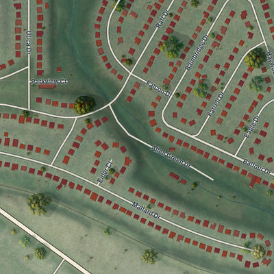Second close-up of the map of Hanley Hills, Missouri print showing more streets and buildings