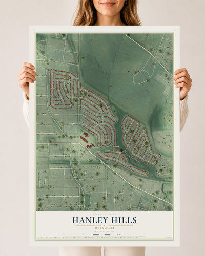 Map of Hanley Hills, Missouri, 24 x 36 inch unframed archival matte print
