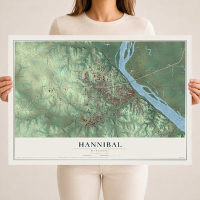 Map of Hannibal, Missouri, 18 x 24 inch unframed archival matte print