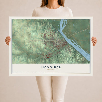 Map of Hannibal, Missouri, 24 x 36 inch unframed archival matte print