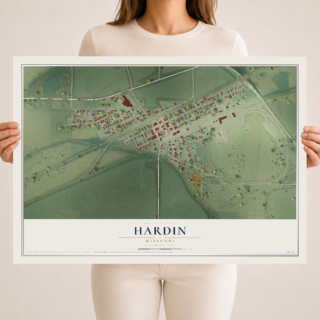 Map of Hardin, Missouri, 18 x 24 inch unframed archival matte print