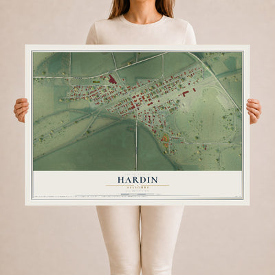Map of Hardin, Missouri, 24 x 36 inch unframed archival matte print
