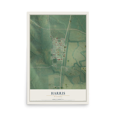 Map of Harris, Missouri, 12 x 18 inch unframed archival matte print