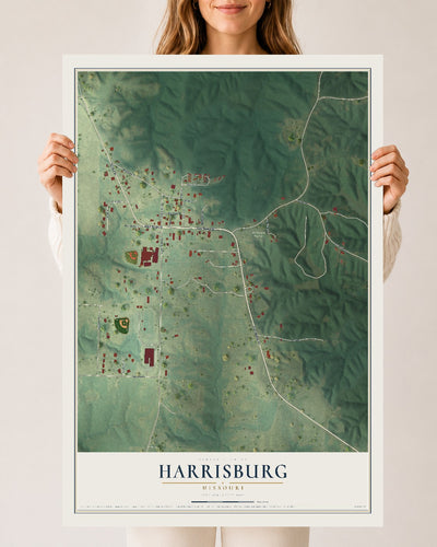Map of Harrisburg, Missouri, 24 x 36 inch unframed archival matte print