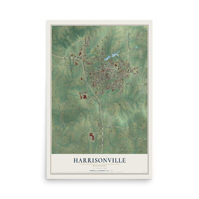 Map of Harrisonville, Missouri, 12 x 18 inch unframed archival matte print
