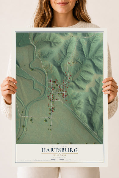Map of Hartsburg, Missouri, 18 x 24 inch unframed archival matte print