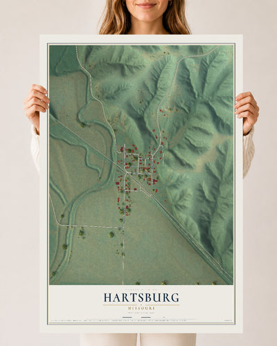 Map of Hartsburg, Missouri, 24 x 36 inch unframed archival matte print