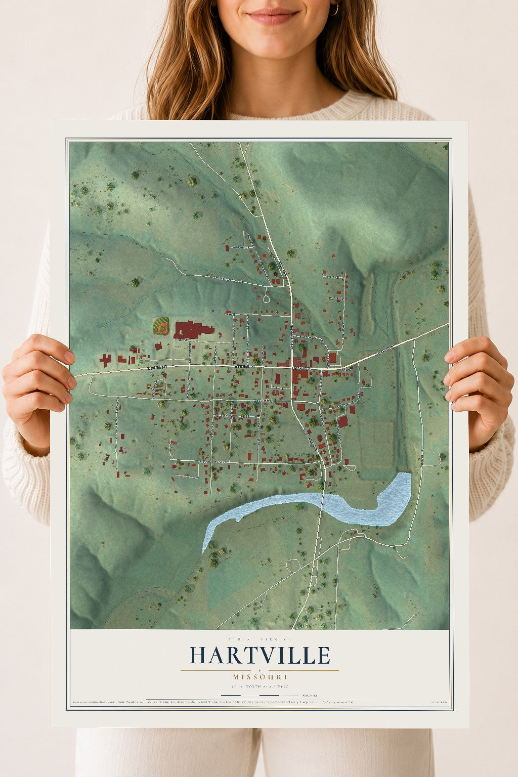 Map of Hartville, Missouri, 18 x 24 inch unframed archival matte print