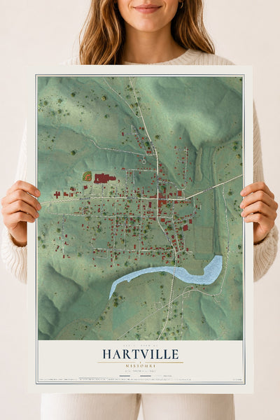 Map of Hartville, Missouri, 18 x 24 inch unframed archival matte print