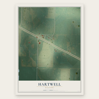 Hartwell, Missouri map print, the full design