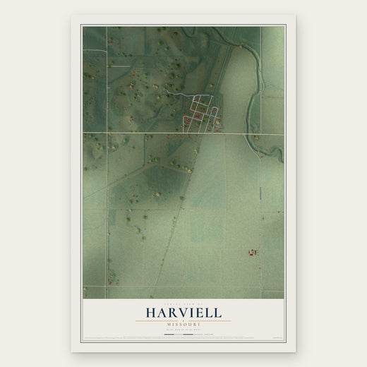 Harviell, Missouri map print, the full design
