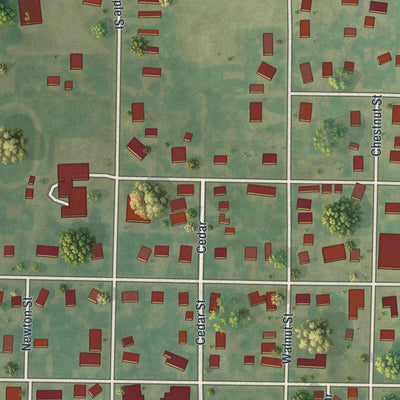 Close-up of the map of Hawk Point, Missouri print showing street and building detail