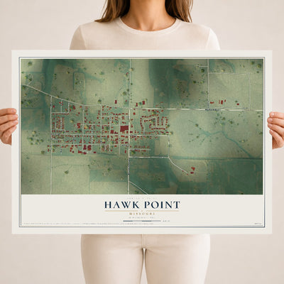 Map of Hawk Point, Missouri, 18 x 24 inch unframed archival matte print