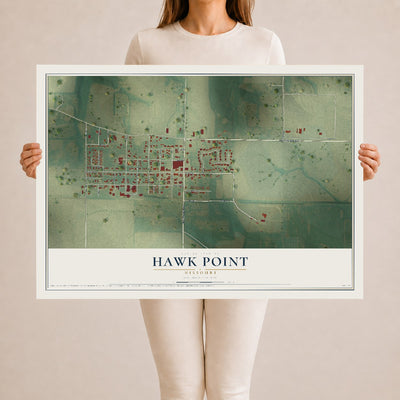 Map of Hawk Point, Missouri, 24 x 36 inch unframed archival matte print