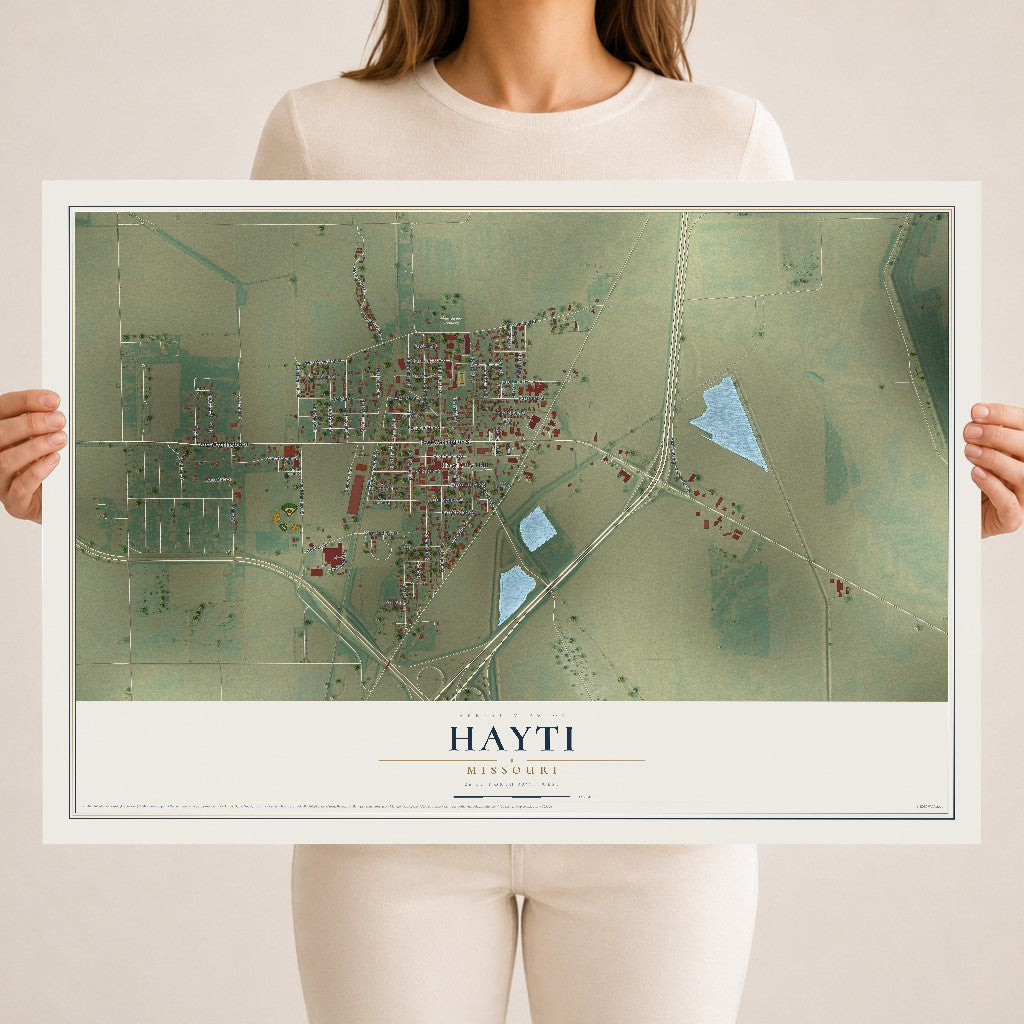 Map of Hayti, Missouri, 18 x 24 inch unframed archival matte print