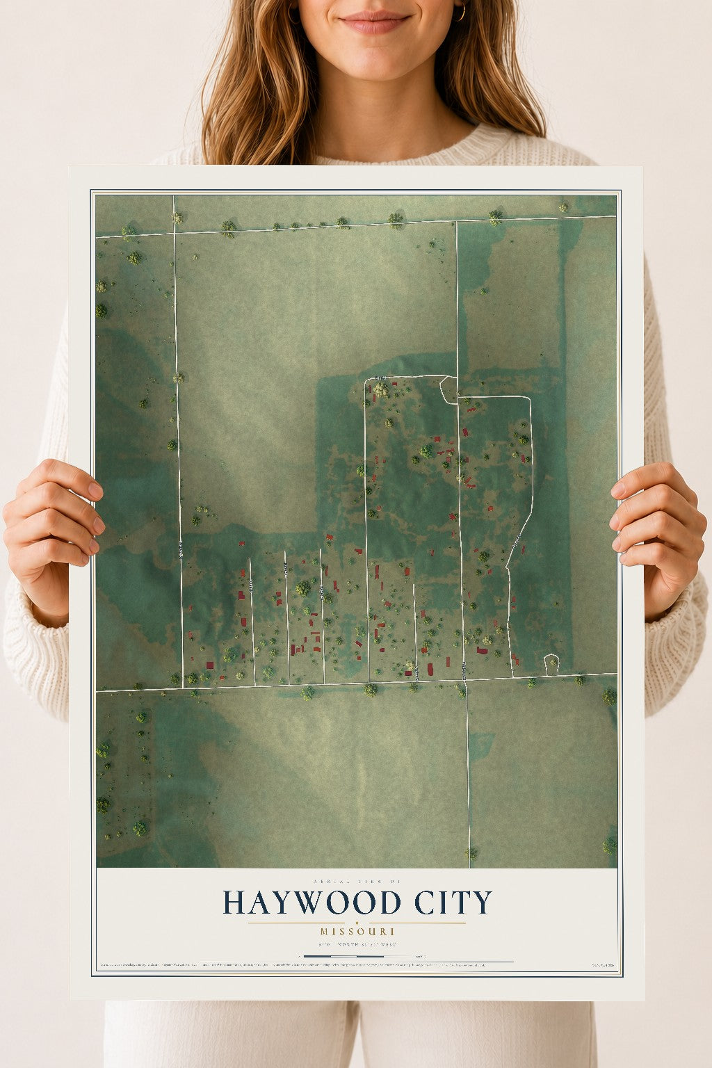 Map of Haywood City, Missouri, 18 x 24 inch unframed archival matte print