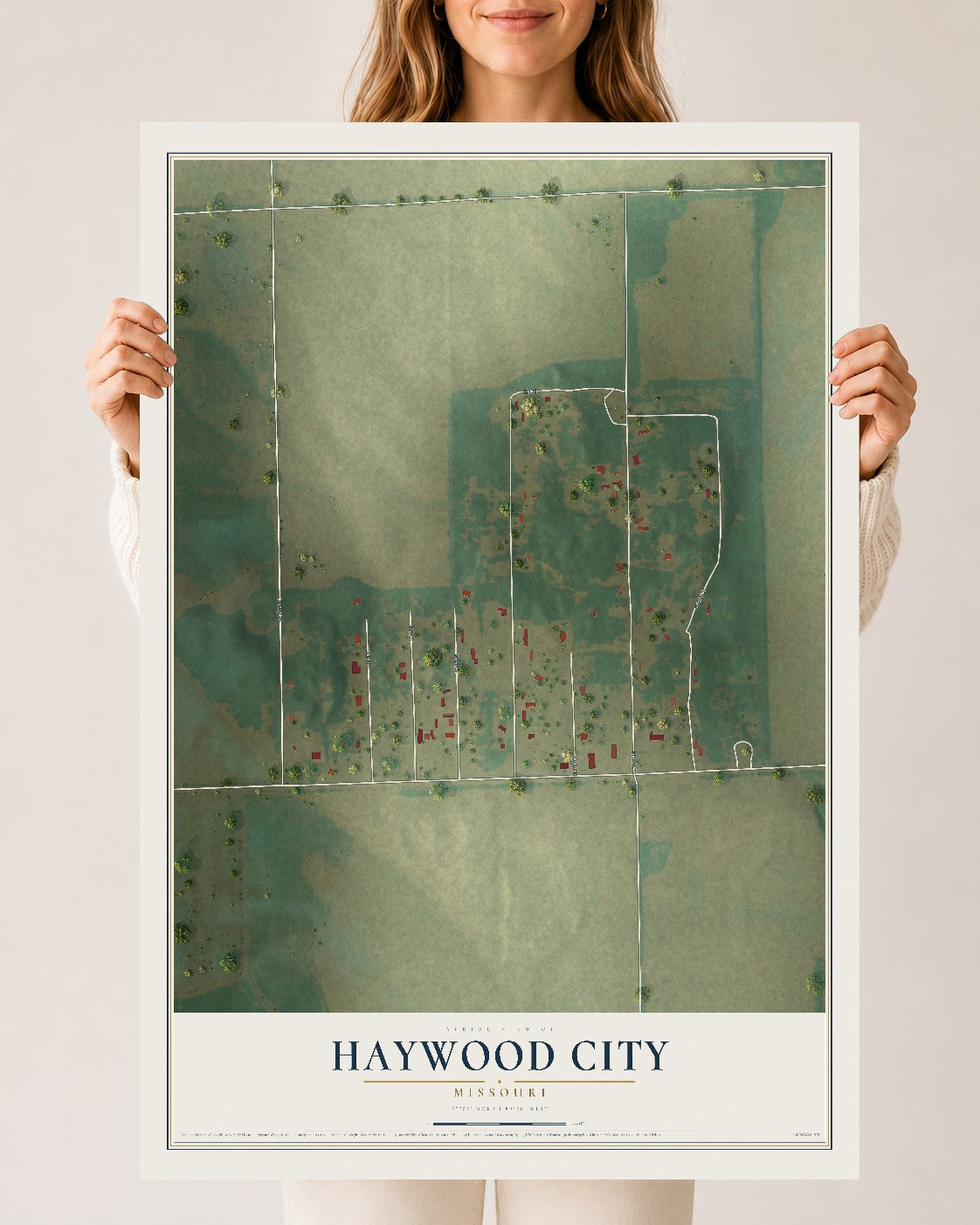 Map of Haywood City, Missouri, 24 x 36 inch unframed archival matte print