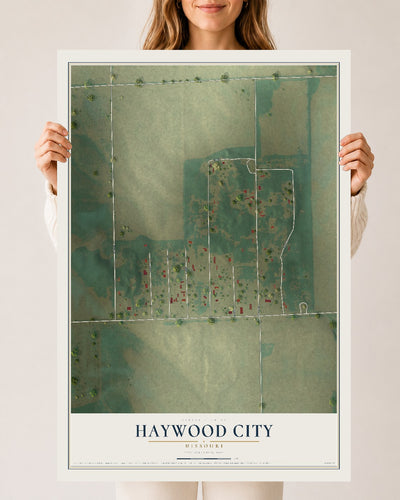 Map of Haywood City, Missouri, 24 x 36 inch unframed archival matte print
