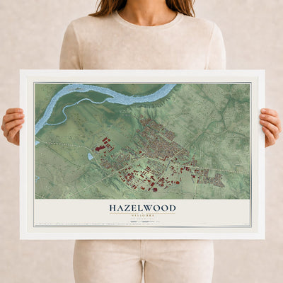 Map of Hazelwood, Missouri, 12 x 18 inch print in a white wood frame