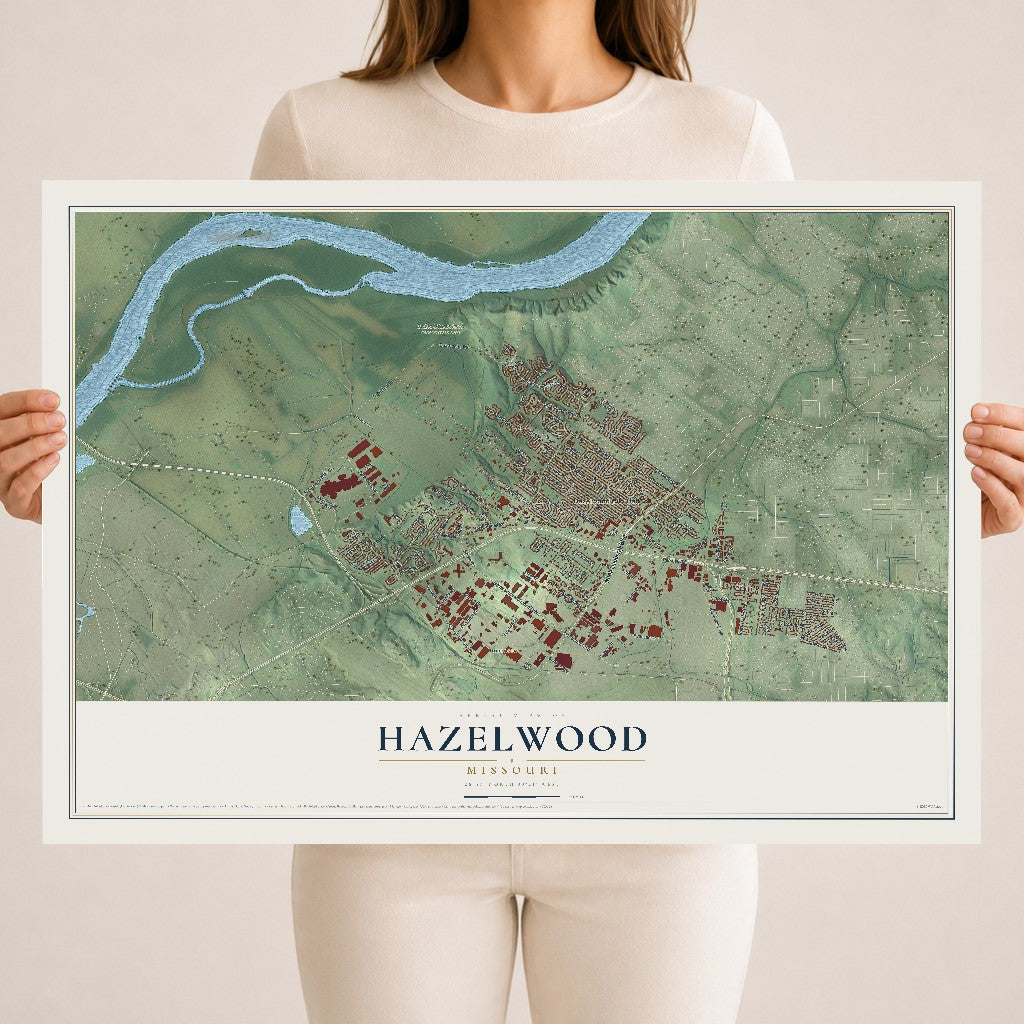 Map of Hazelwood, Missouri, 18 x 24 inch unframed archival matte print