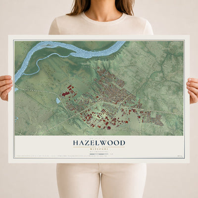 Map of Hazelwood, Missouri, 18 x 24 inch unframed archival matte print