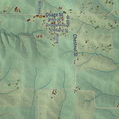 Close-up of the map of Helena, Missouri print showing street and building detail