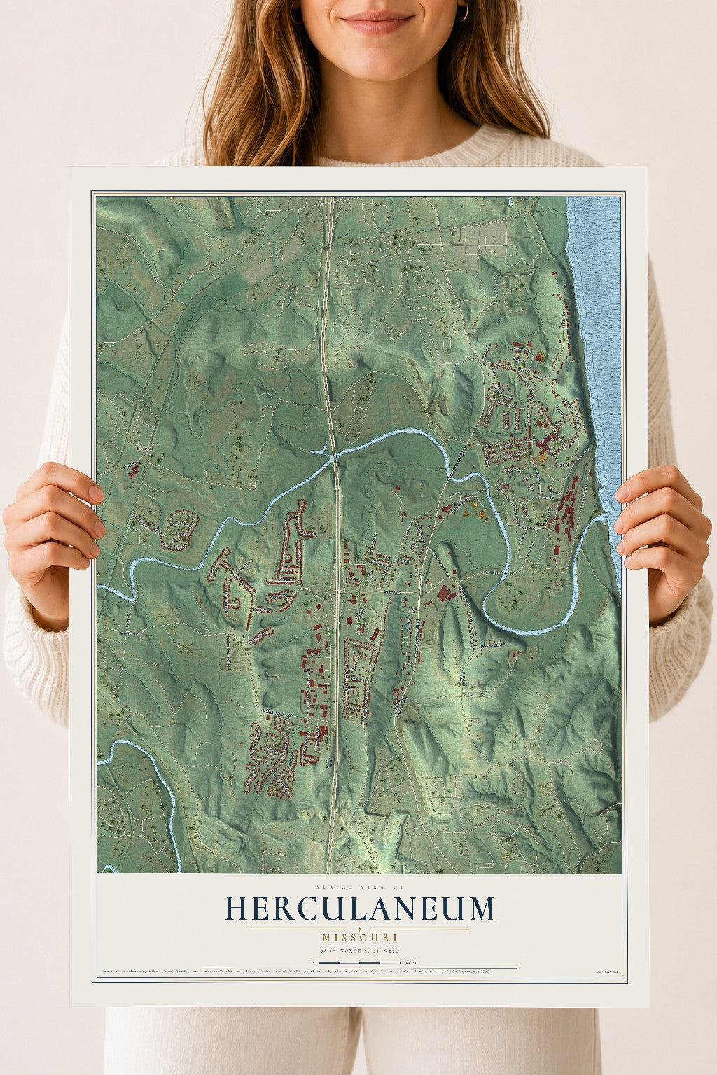Map of Herculaneum, Missouri, 18 x 24 inch unframed archival matte print