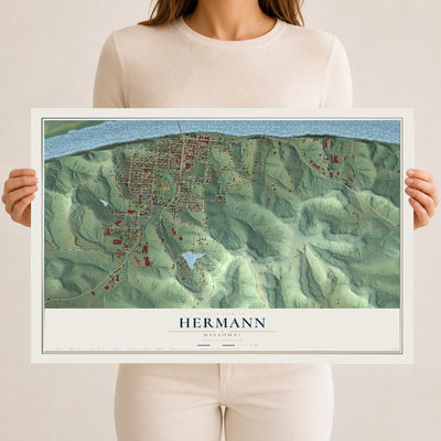 Map of Hermann, Missouri, 12 x 18 inch unframed archival matte print