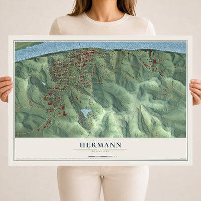 Map of Hermann, Missouri, 18 x 24 inch unframed archival matte print