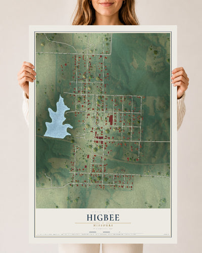 Map of Higbee, Missouri, 24 x 36 inch unframed archival matte print
