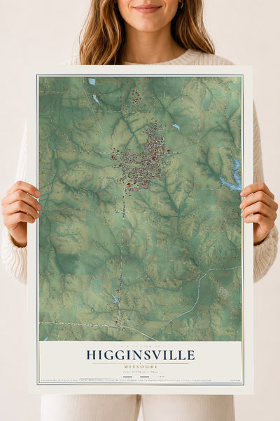 Map of Higginsville, Missouri, 18 x 24 inch unframed archival matte print