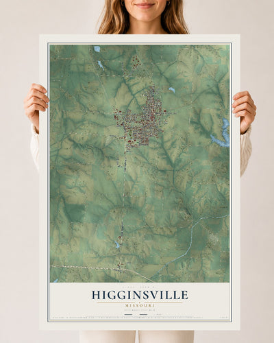 Map of Higginsville, Missouri, 24 x 36 inch unframed archival matte print