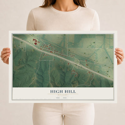 Map of High Hill, Missouri, 12 x 18 inch unframed archival matte print
