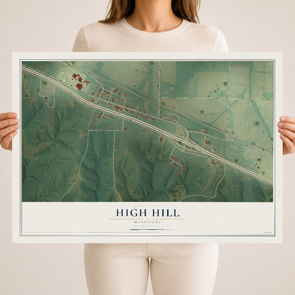 Map of High Hill, Missouri, 18 x 24 inch unframed archival matte print