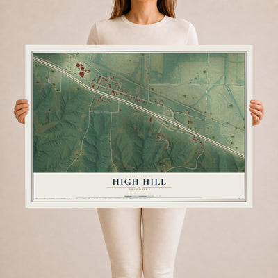 Map of High Hill, Missouri, 24 x 36 inch unframed archival matte print