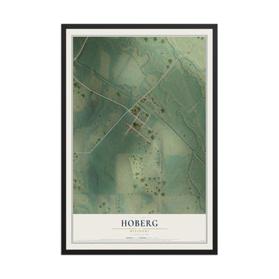 Map of Hoberg, Missouri, 12 x 18 inch print in a black wood frame