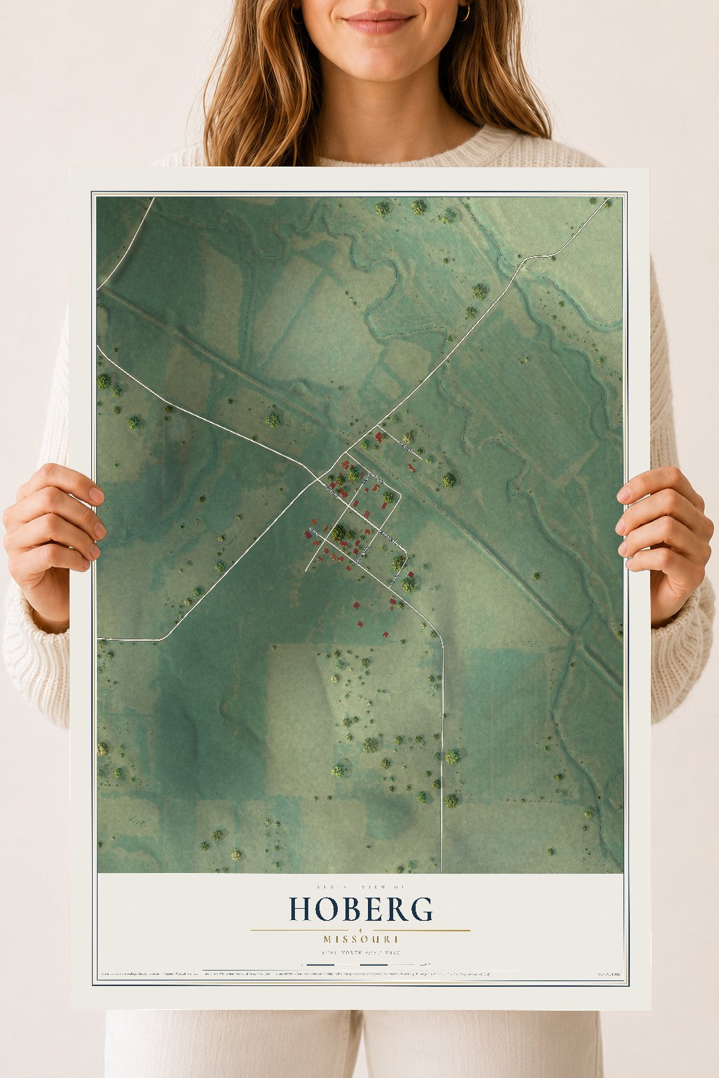 Map of Hoberg, Missouri, 18 x 24 inch unframed archival matte print