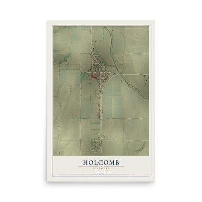 Map of Holcomb, Missouri, 12 x 18 inch unframed archival matte print