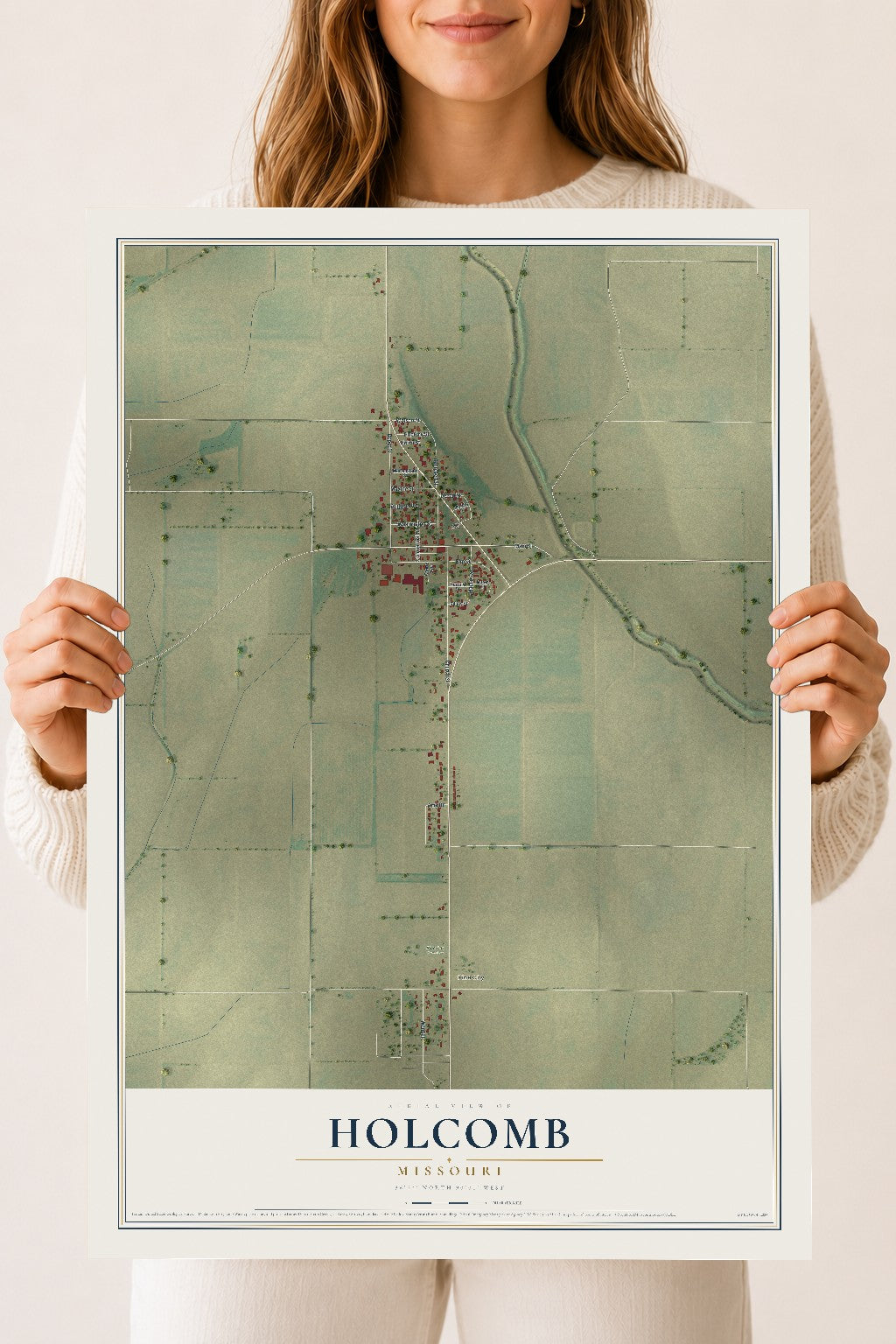 Map of Holcomb, Missouri, 18 x 24 inch unframed archival matte print