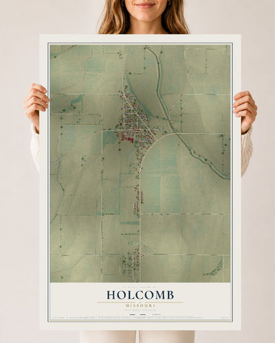 Map of Holcomb, Missouri, 24 x 36 inch unframed archival matte print